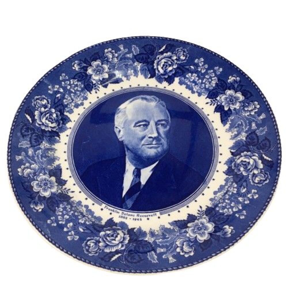 Royal Staffordshire Franklin Delano Roosevelt Memorial Plate 10" Blue White Gift